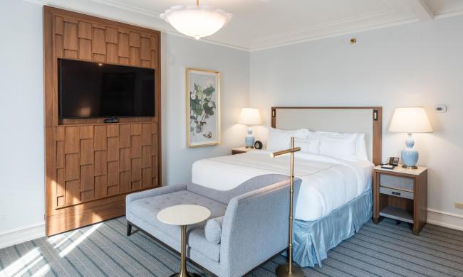 Inside a guest room at The Peabody Memphis.