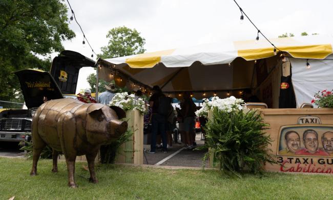 Exterior of a team booth at the World Championship Barbecue Cooking Contest.