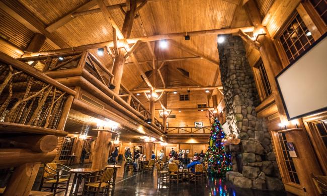 Memphis Zoo Teton Trek Great Lodge with two floors of wood lodge feature designs