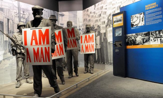 I AM A MAN Memphis Sanitation Strike of 1968 display at the National Civil Rights Museum.