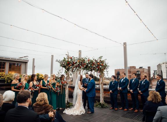 Wedding ceremony at Old Dominick Distillery