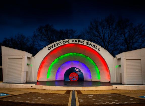 overton park shell with rainbow lights