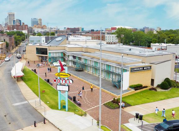 aerial photo of national civil rights museum at the Lorraine motel