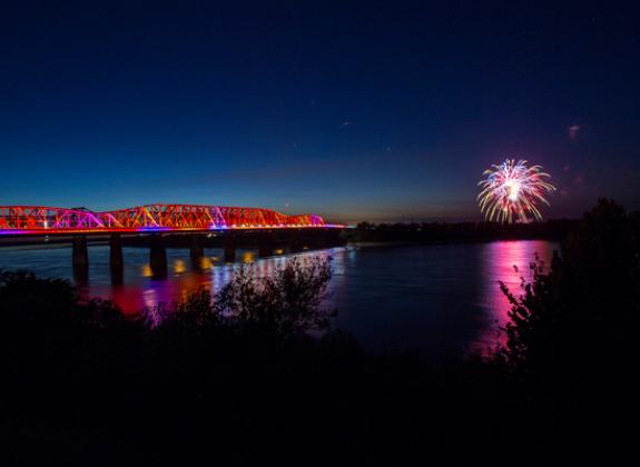 big river crossing fireworks