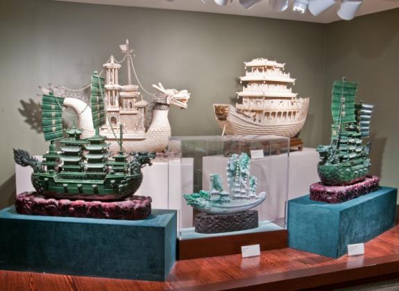 Jade and ivory ships are displayed at the Belz Museum of Asian and Judaic Art. Photo 3