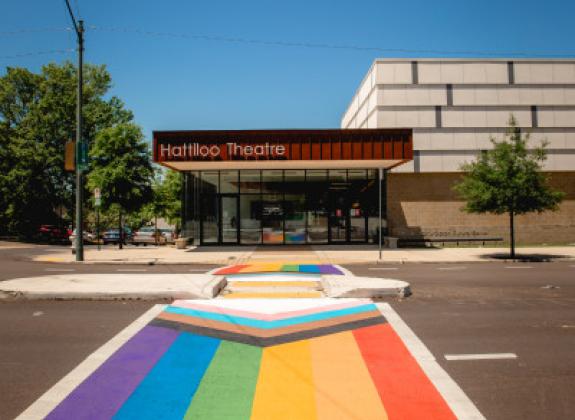 LGBTQ+ Rainbow Crosswalk by Hattiloo Theatre in Overton Square Photo