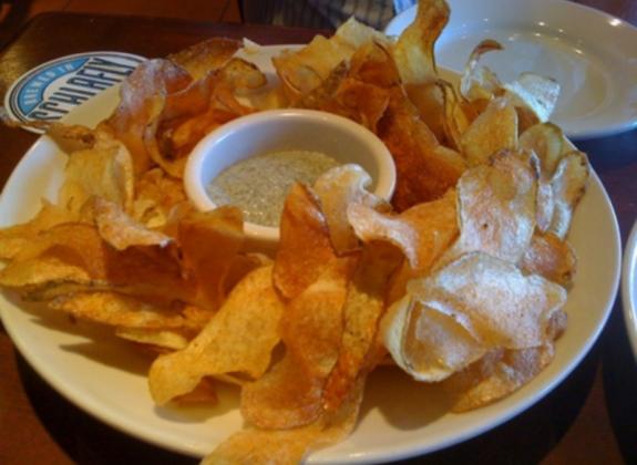 House-made chips and dip. Photo by Kerry Crawford. Photo