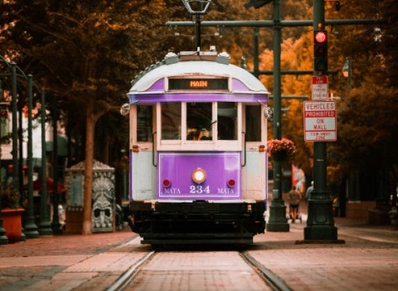 Main Street Trolley during Autumn Photo