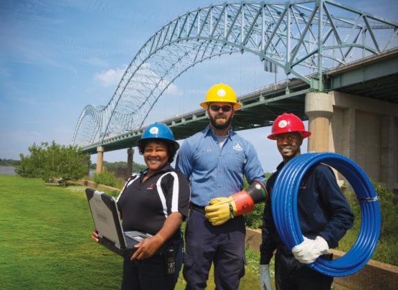 MLGW Employees and Bridge Photo