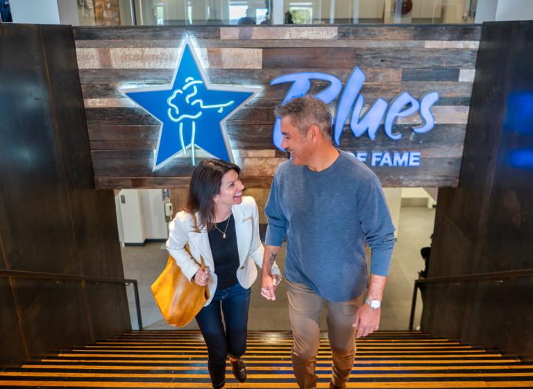 Couple exploring the Blues Foundation's Blues Hall of Fame Museum Photo 5