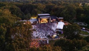 An aerial view of Mempho Music Festival at Radians Amphitheater