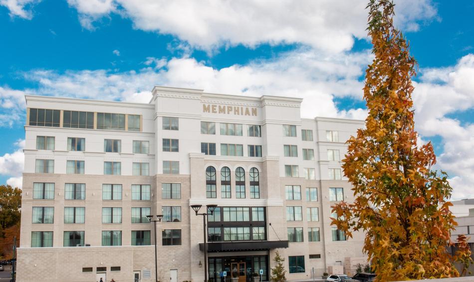 Exterior of the Memphian Hotel.