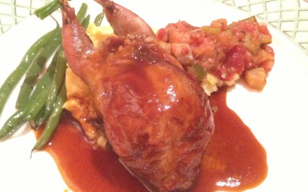 Cornbread Stuffed Quail at Erling Jensen Restaurant