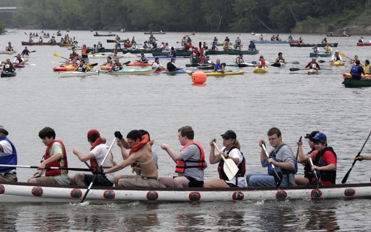 Canoeing on a river in Memphis