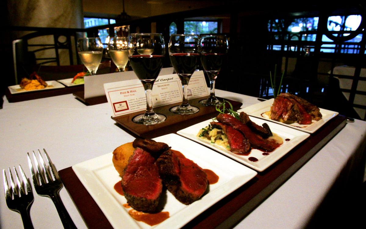 wine flight with dinner