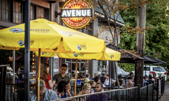 young avenue patio with people
