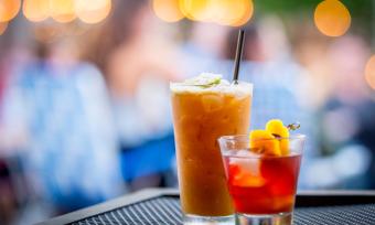 two cocktails on table at Loflin Yard
