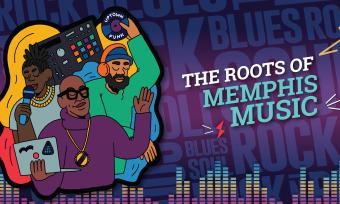 The Roots of Memphis Music Bollard Project at FedExForum illustrates the history of recording studios in Memphis